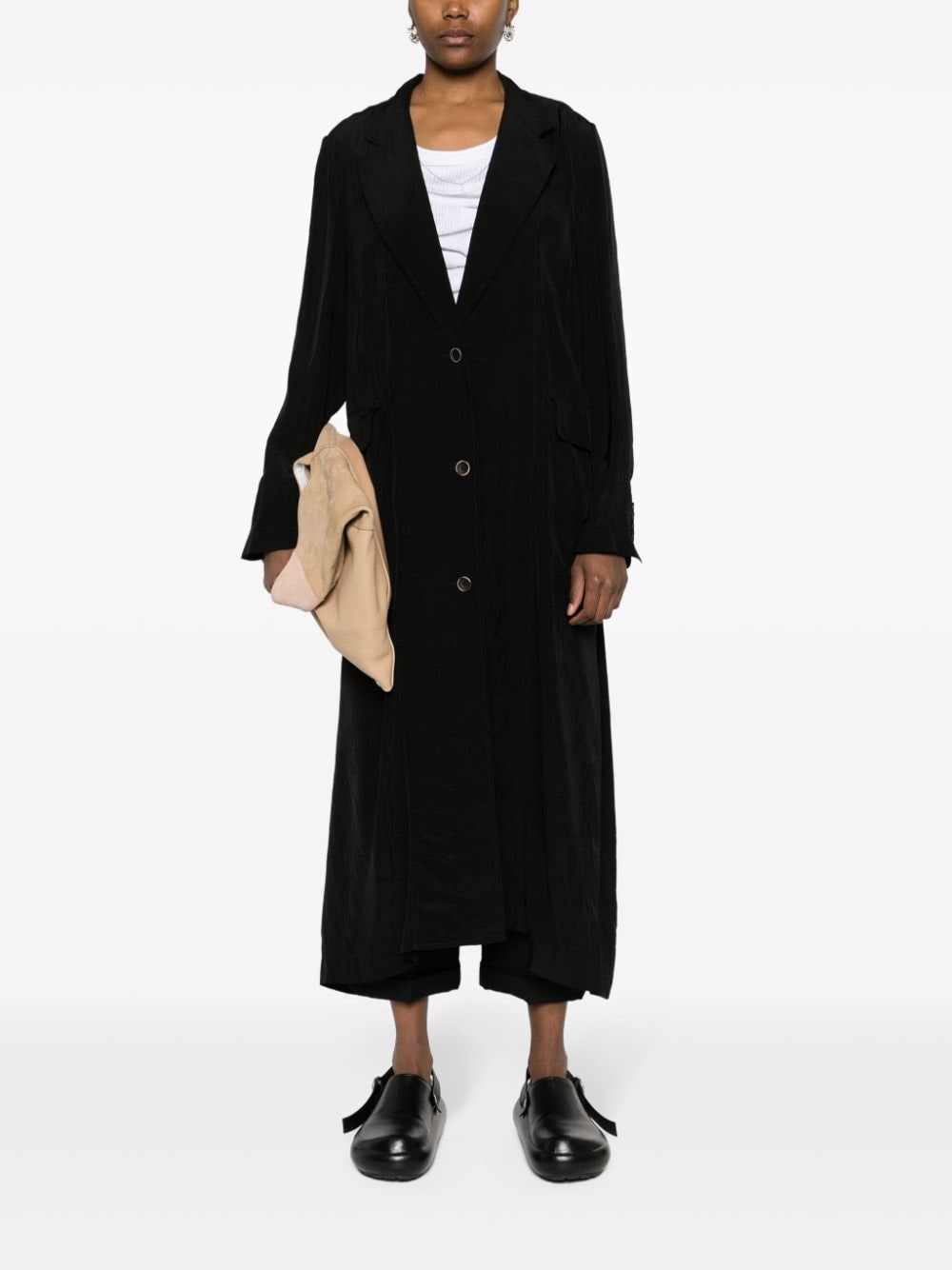 Shop Uma Wang Single-breasted Coat In Black