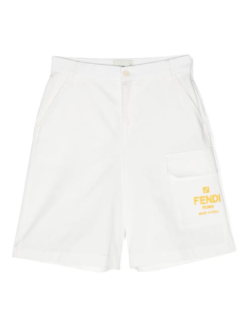 Fendi Kids Bermuda con motivo FF - Bianco