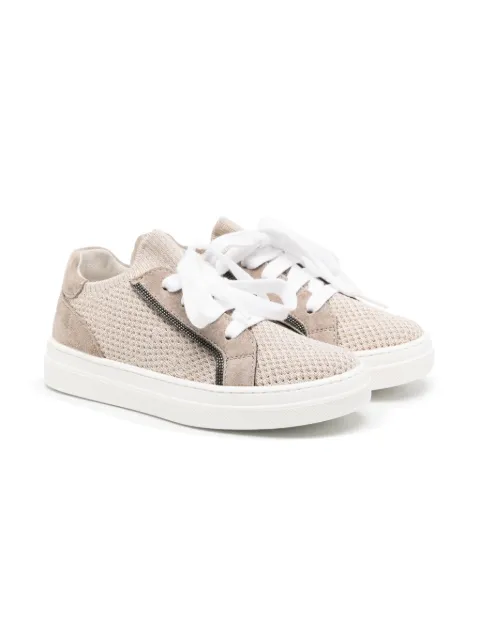 Brunello Cucinelli Kids tenis con panel tejido