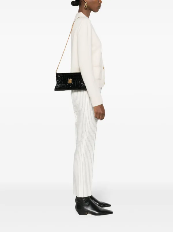 TOM FORD Nobile crocodile-embossed Clutch Bag | Black | FARFETCH