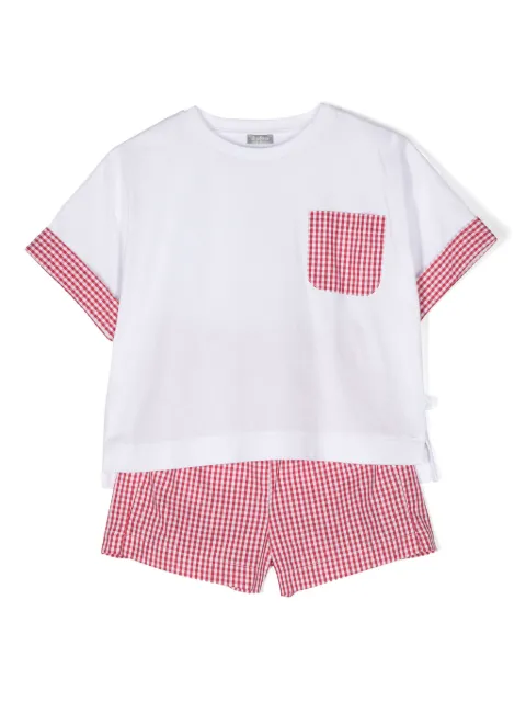 Il Gufo gingham-check cotton shorts set