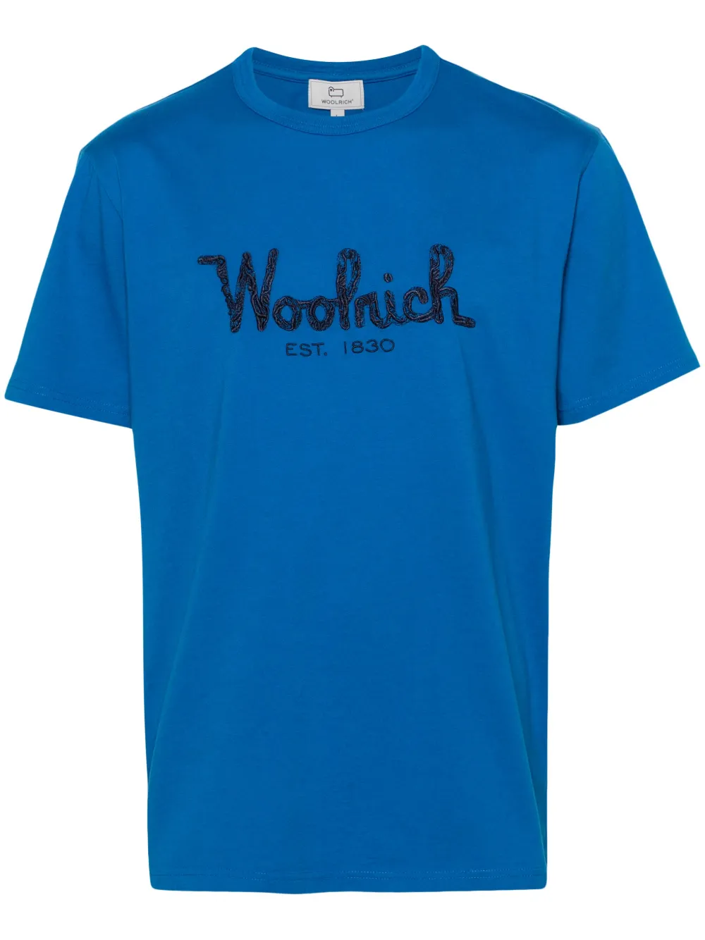 Woolrich Embroidered-logo Cotton T-shirt In Blau