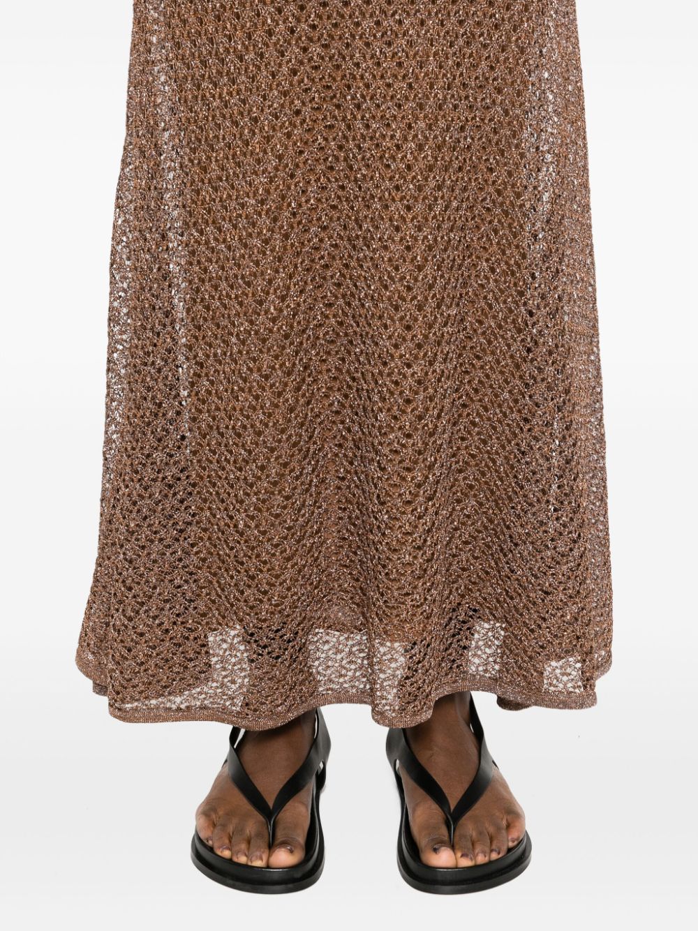 Shop Tom Ford Open-knit Lurex Maxi Dress In Gold