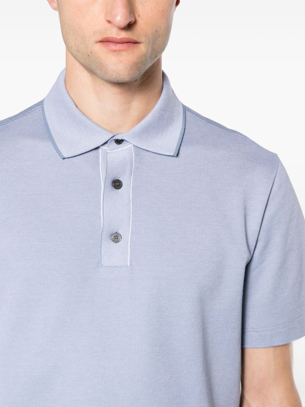Shop Brioni Piqué Cotton Polo Shirt In Blue