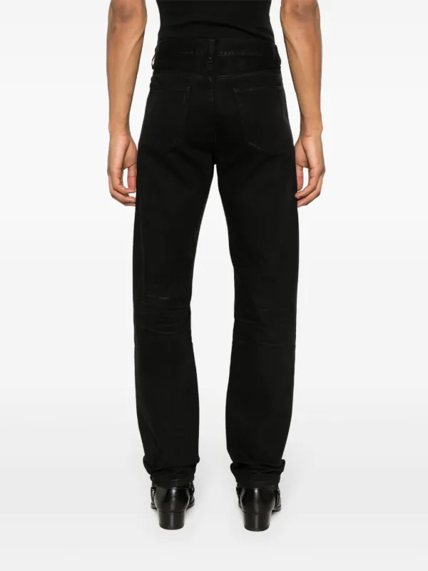 国内発 Saint Laurent ロゴブラックコットンストレートジーンズ Saint Laurent ローライズ ストレートジーンズ | ブラック