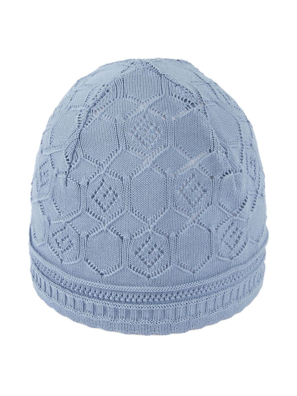 Gucci Kids' Square G Knitted Cotton Beanie In Blue