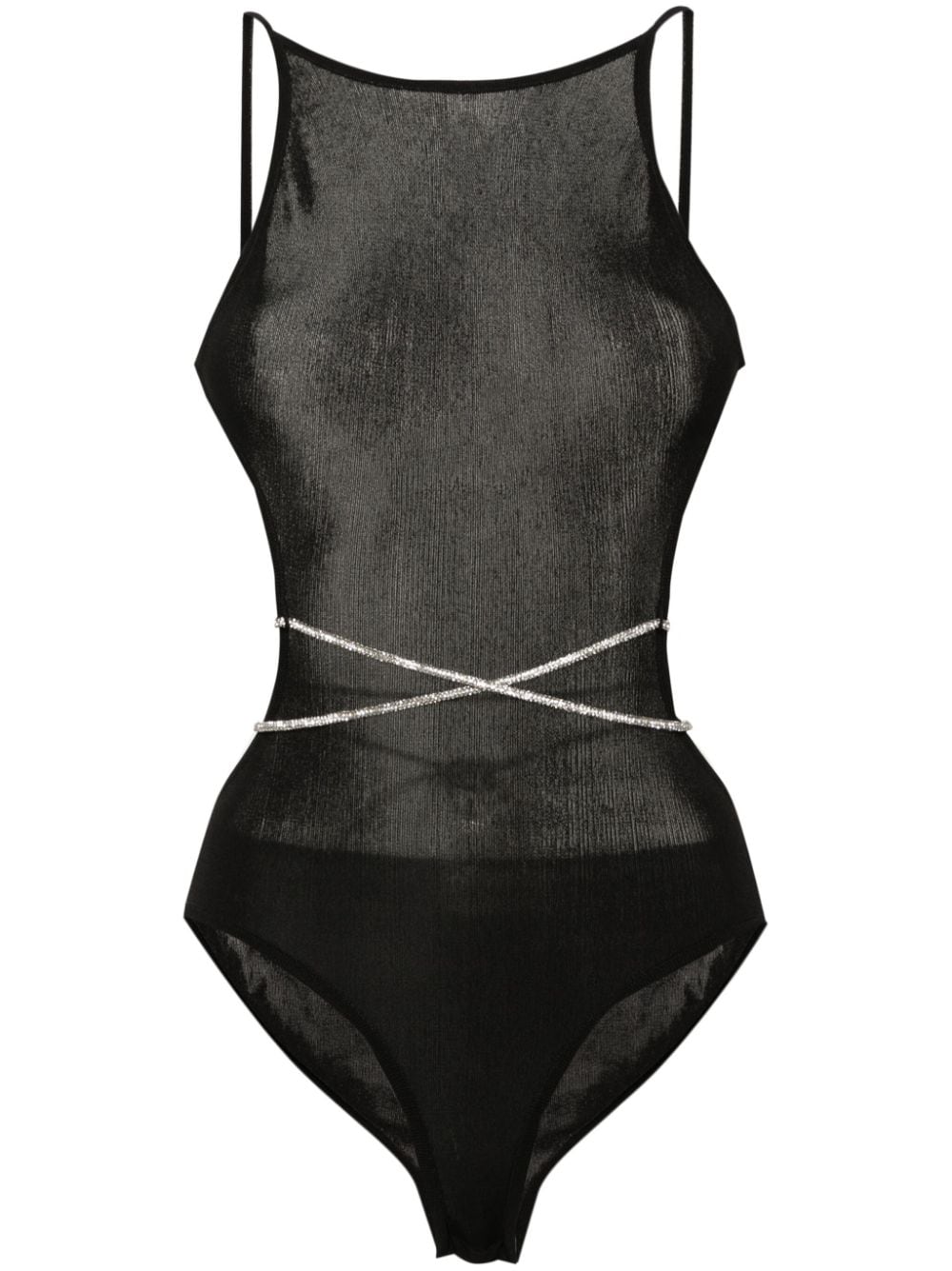 Alexandre Vauthier Crystal-embellished Knit Bodysuit In Black