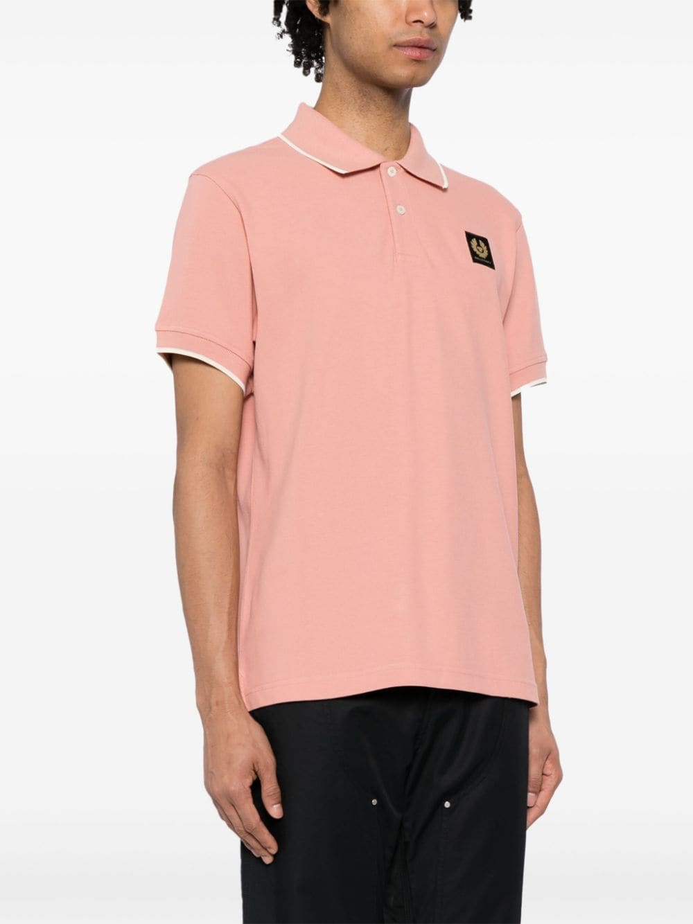 Shop Belstaff Logo-appliqué Cotton Polo Shirt In Pink