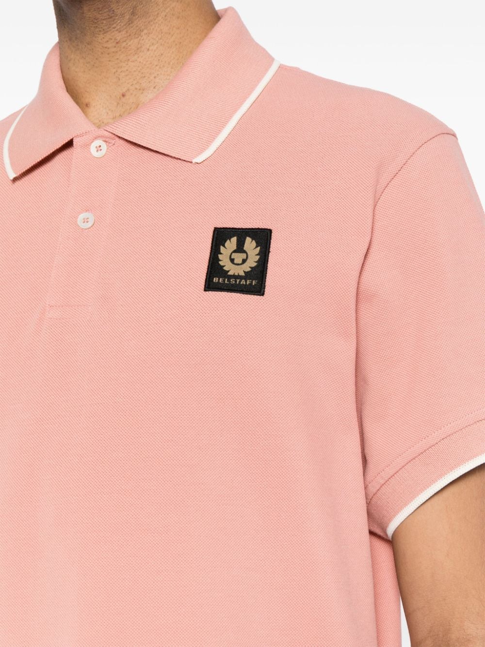 Shop Belstaff Logo-appliqué Cotton Polo Shirt In Pink