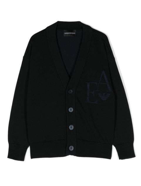 Emporio Armani Kids logo-intarsia knitted cardigan