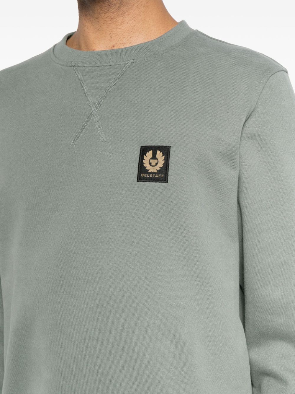 Shop Belstaff Logo-patch Cotton Sweatshirt In Green