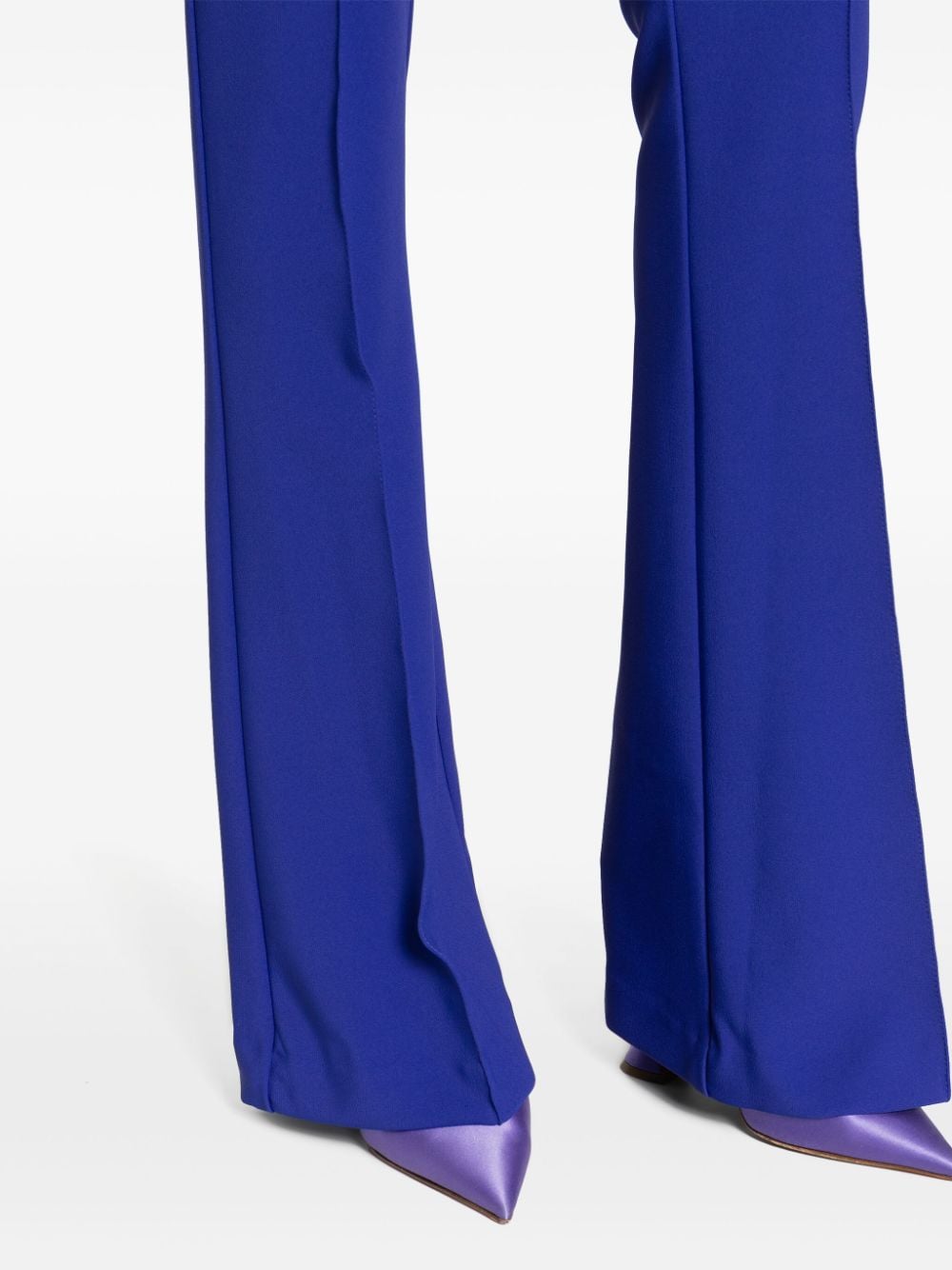 Shop Elisabetta Franchi Crepe Flared Trousers In Blue