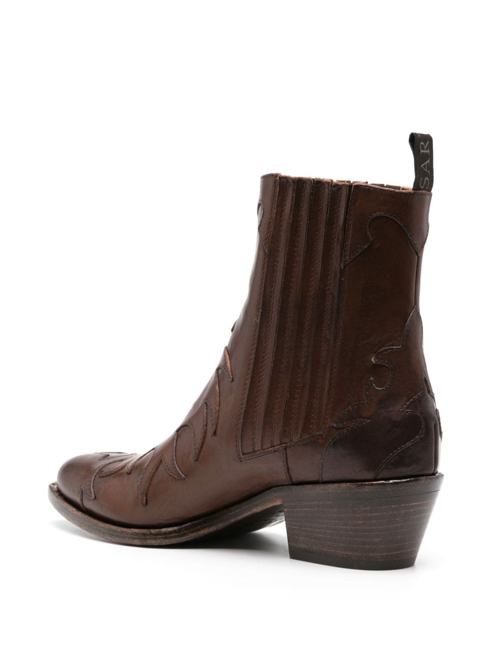 Shop Sartore 45mm Panelled Leather Boots In Brown