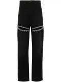 AREA Crystal Slit tapered leg - Black