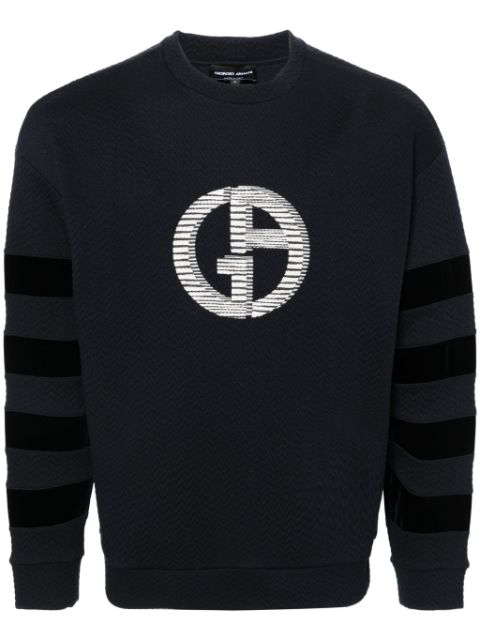 Giorgio Armani logo-embroidered matelasse sweatshirt Men