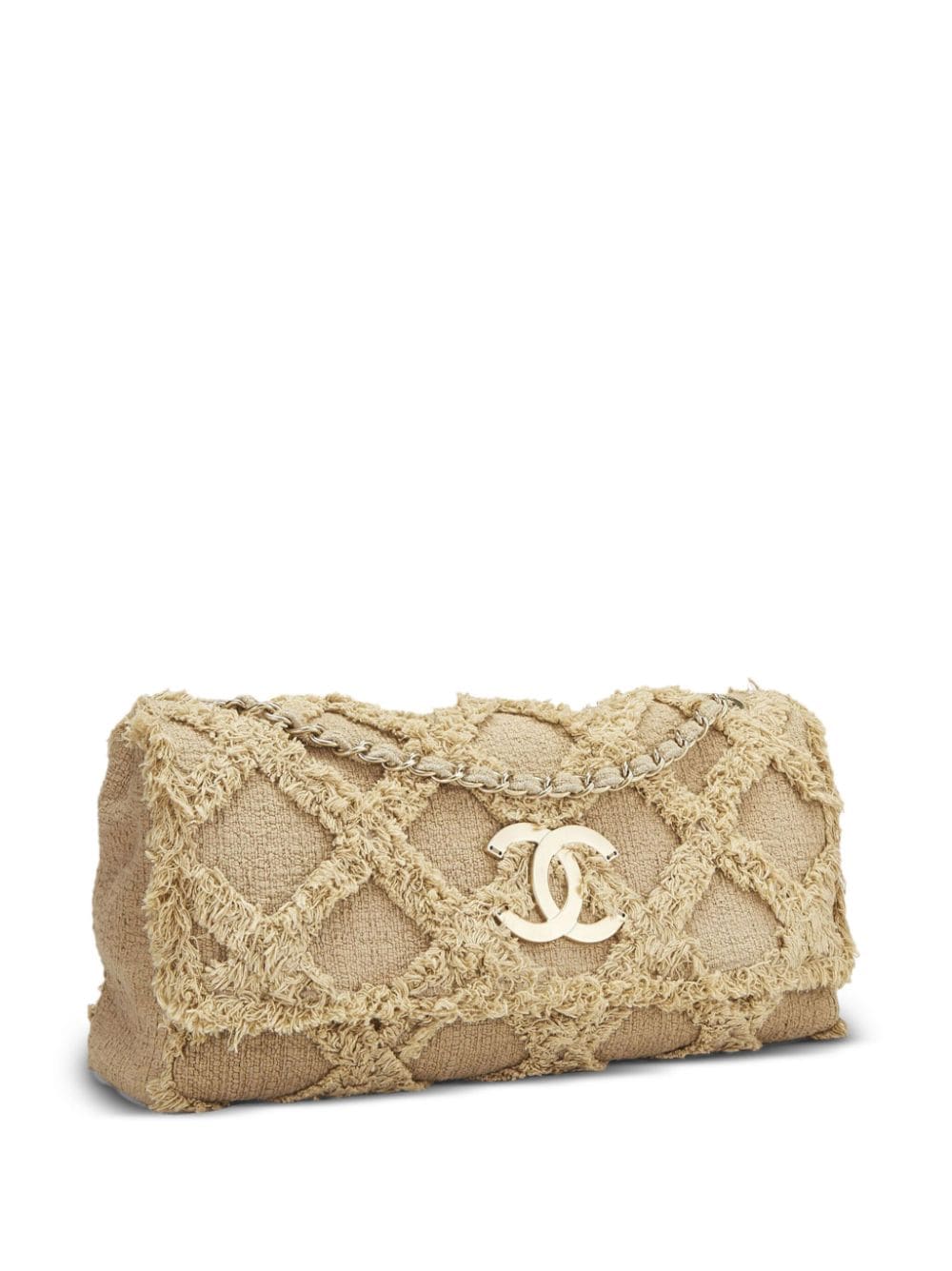 Pre-owned Chanel 2009 Large Crochet Flap Shoulder Bag In Neutrals