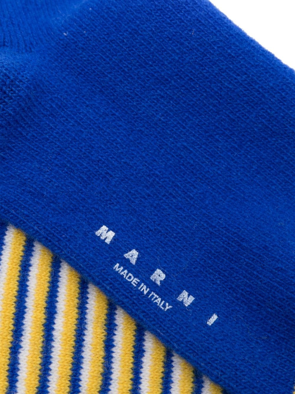 Shop Marni Logo-jacquard Striped Socks In Blue
