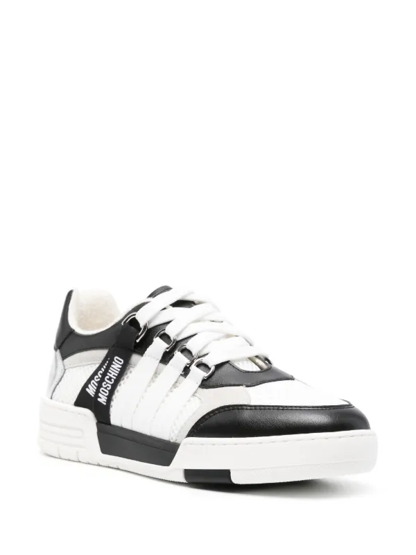 Moschino logo-tape Leather Sneakers White FARFETCH ID
