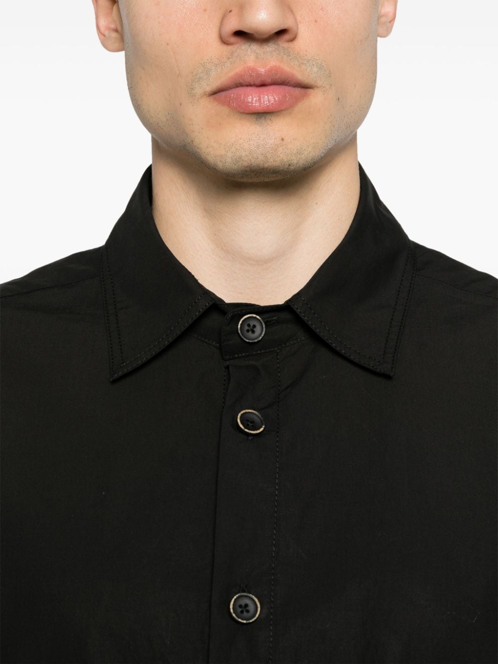 Shop Uma Wang Poplin Long-sleeved Shirt In Black