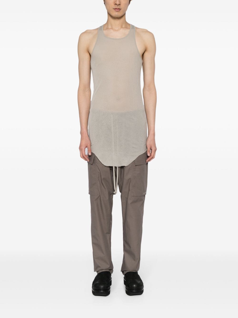Rick Owens drawstring-waist cotton cargo trousers Grijs