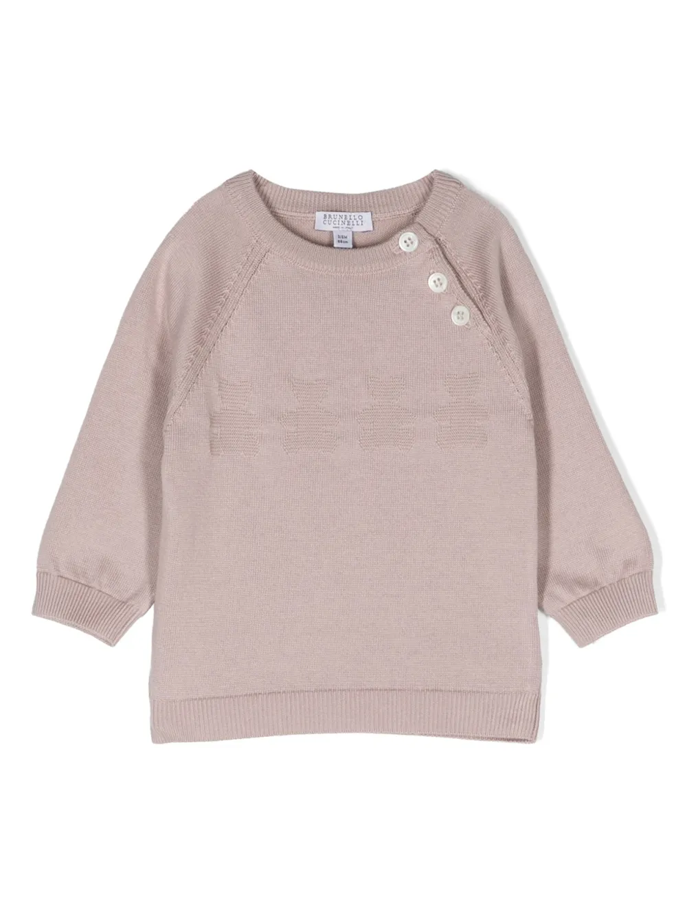 Brunello Cucinelli Babies' Patterned-intarsia Cotton Jumper In Pink