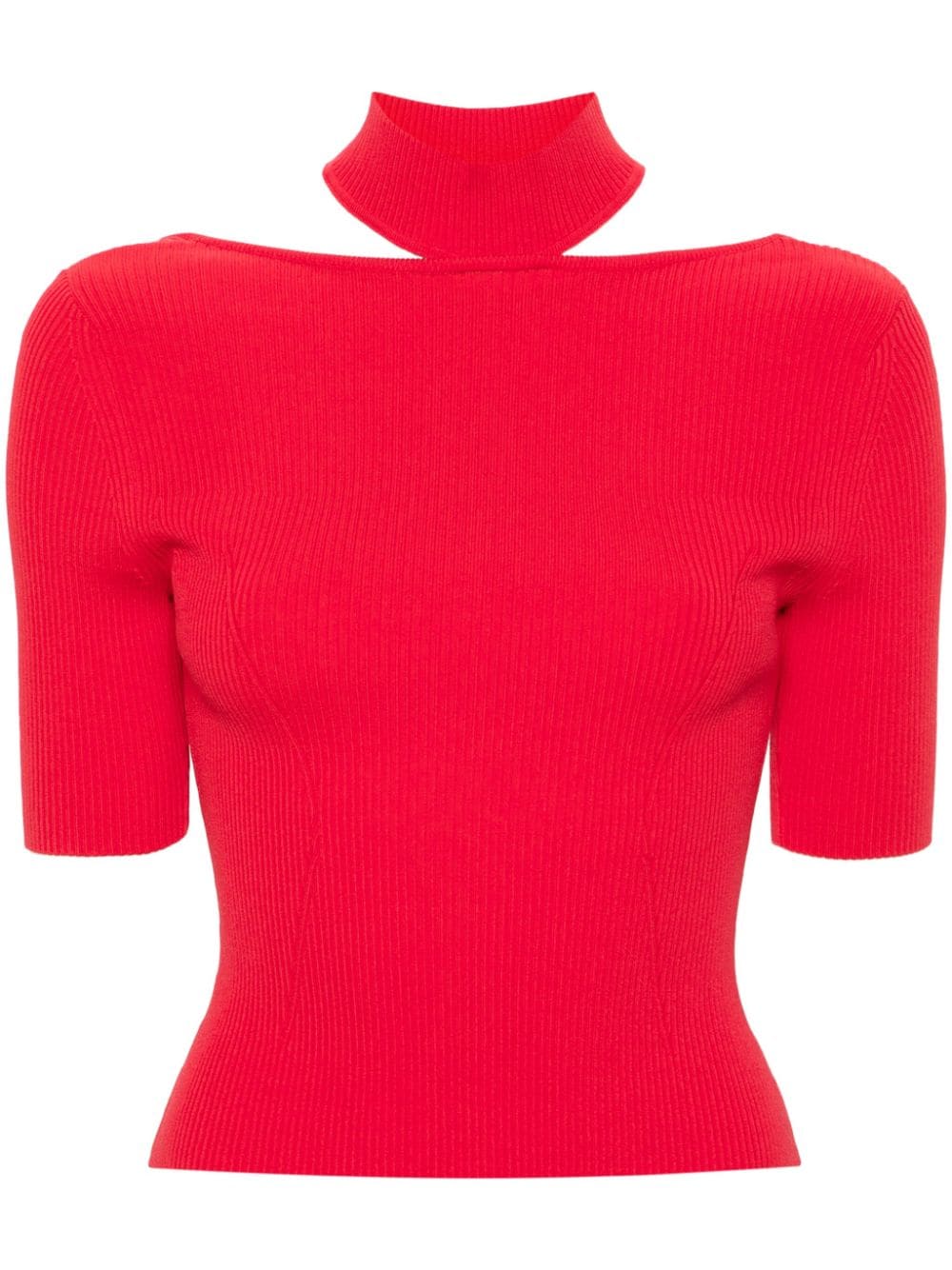 Shop Cult Gaia Brianna Ribbed Knitted Top In Red