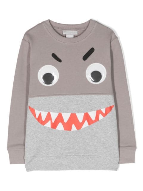 Stella McCartney Kids Shark Face colour-block sweatshirt