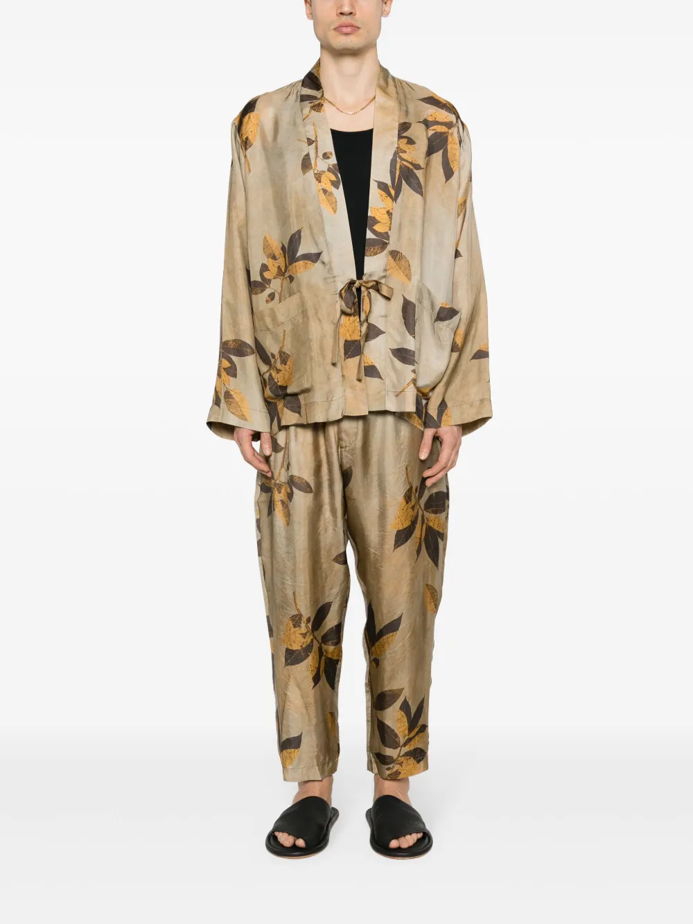 Uma Wang branches-print jacket - Beige