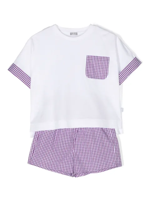 Il Gufo gingham-details shorts set