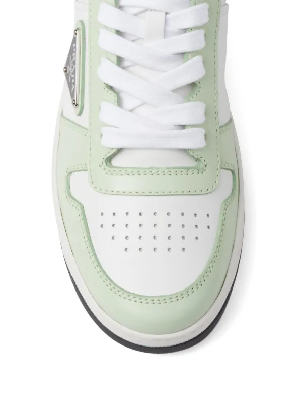 Prada Downtown Leather Sneakers | Green | FARFETCH OM