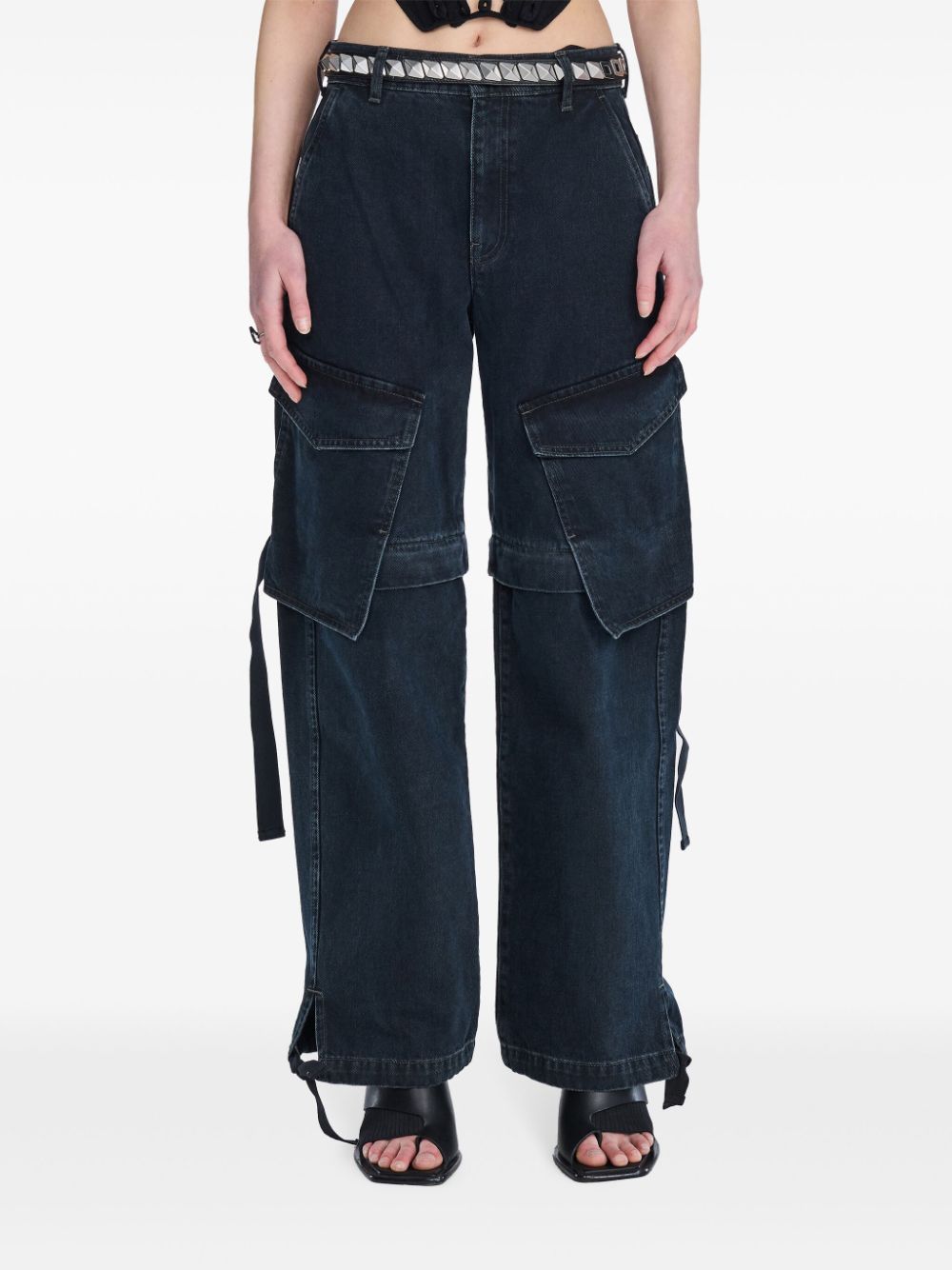 Shop Dion Lee Parachute Convertible Straight-leg Jeans In Black