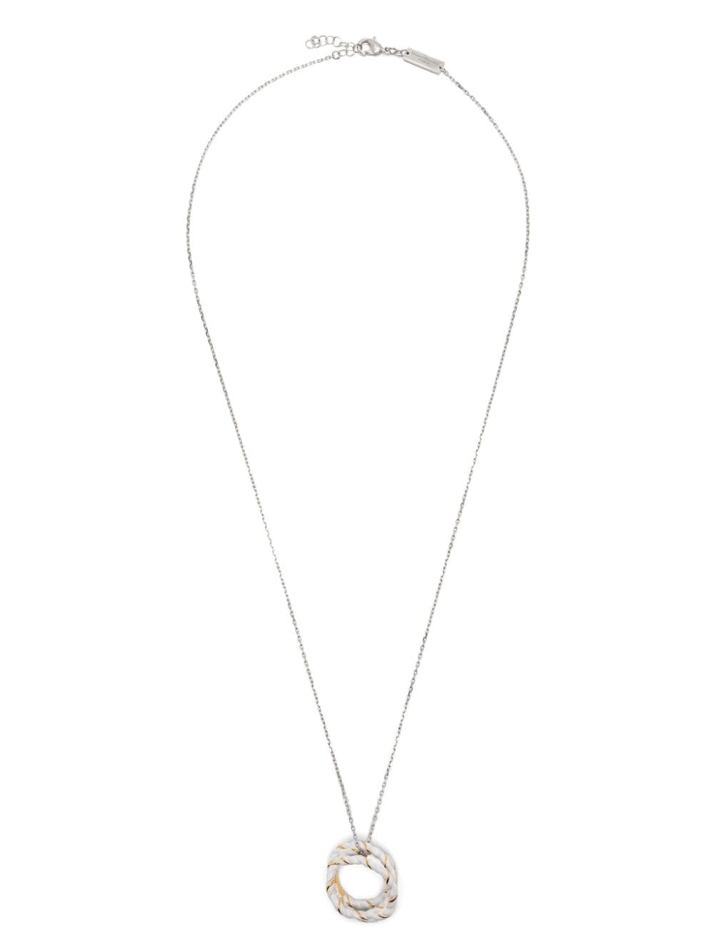 Shop Maison Margiela Laces Circular-pendant Necklace In White