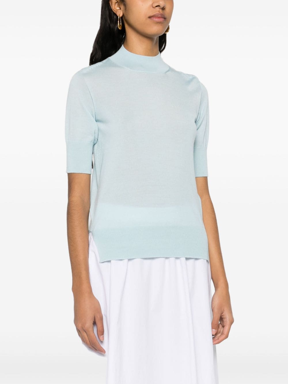 Shop Jil Sander Fine-knit Short-sleeve Jumper In Blue