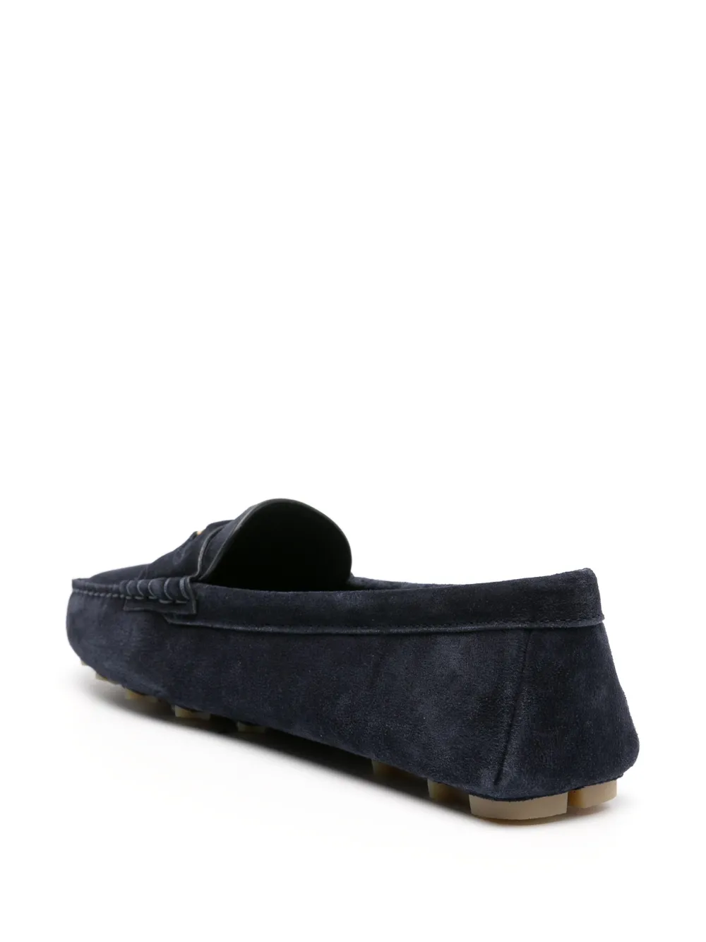 Miu penny-detail suede loafers Blue