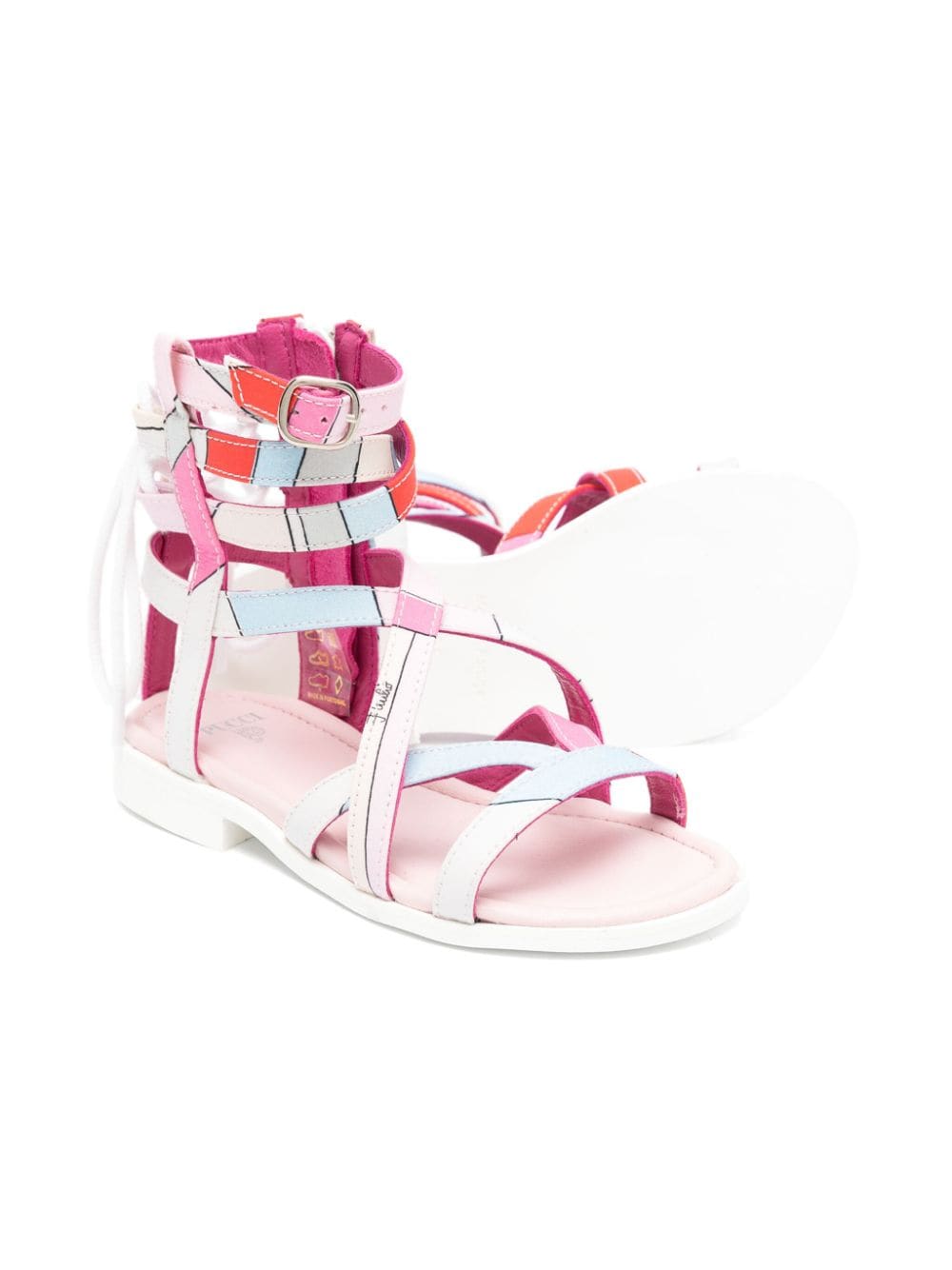 Shop Pucci Junior Graphic-print Strappy Sandals In Pink