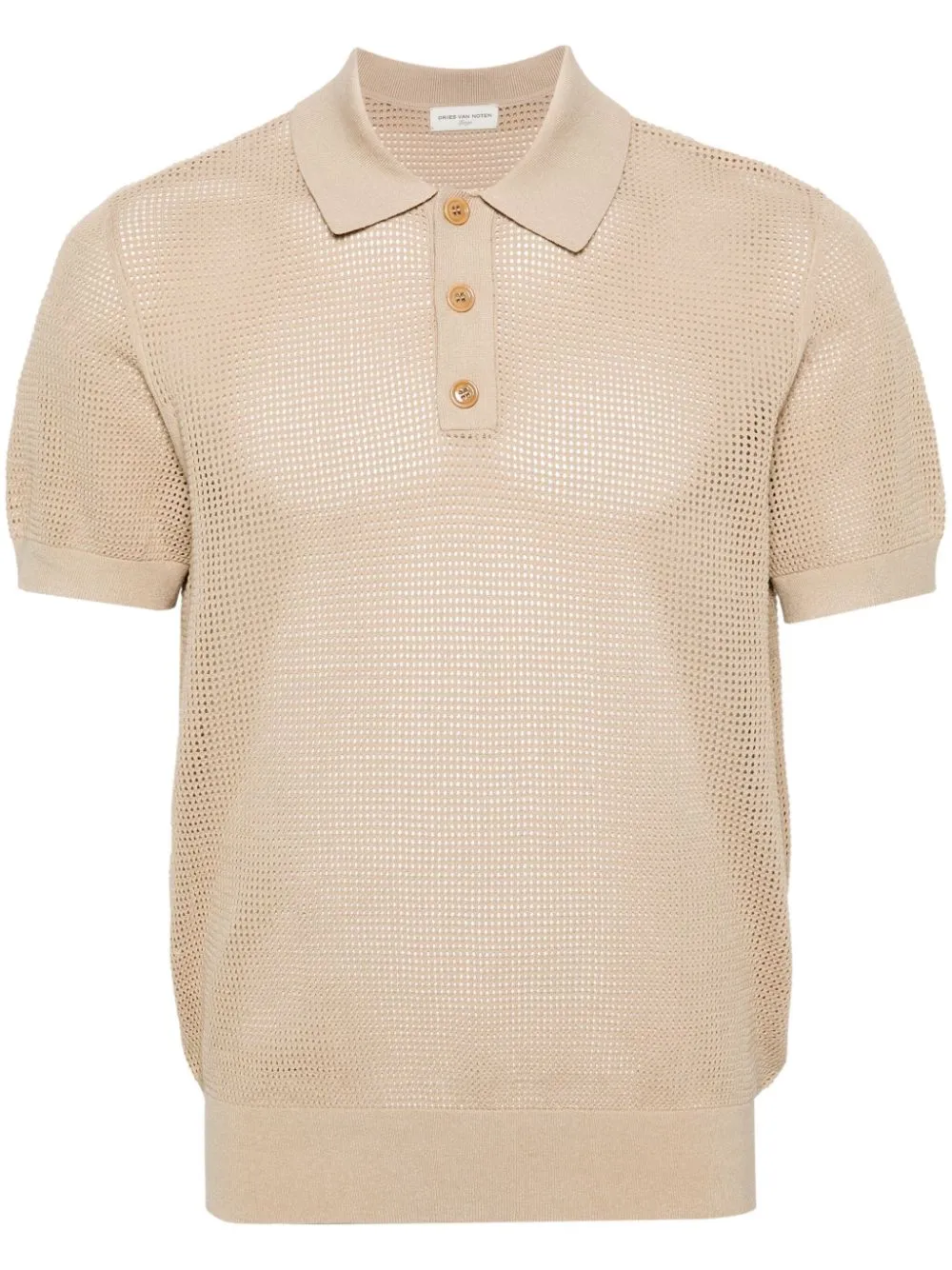 Shop Dries Van Noten Open-knit Polo Shirt In Neutrals