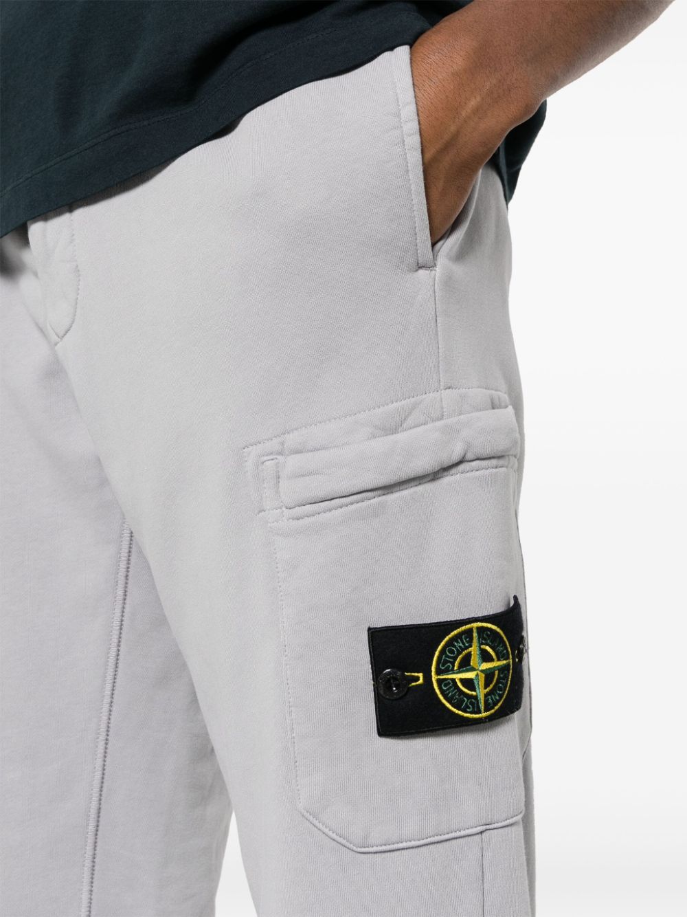 Shop Stone Island Compass-motif Track Pants In Grey