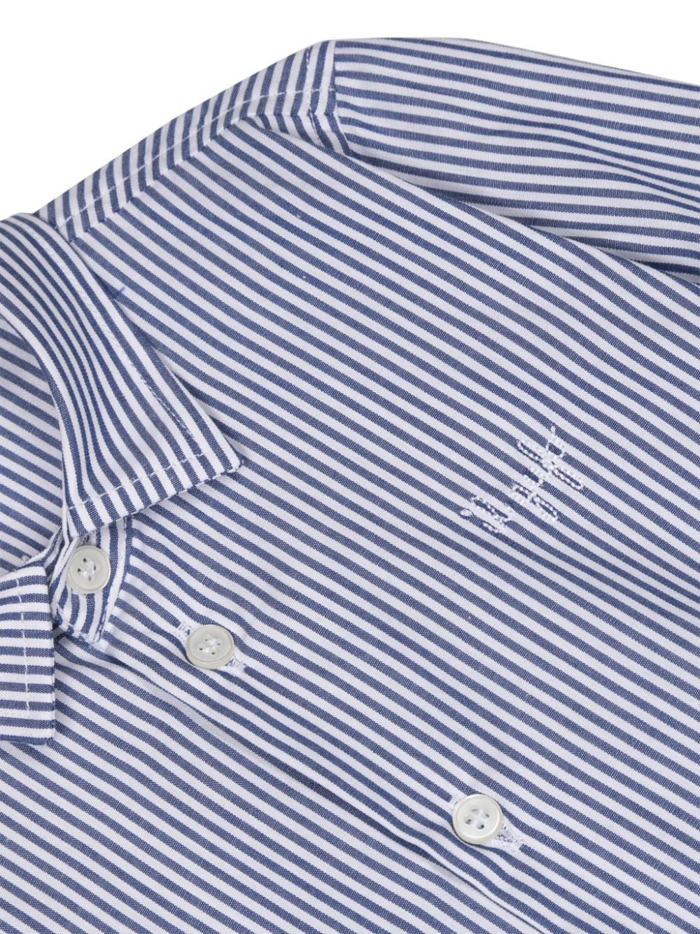 Shop Il Gufo Striped Poplin Shirt In Blue