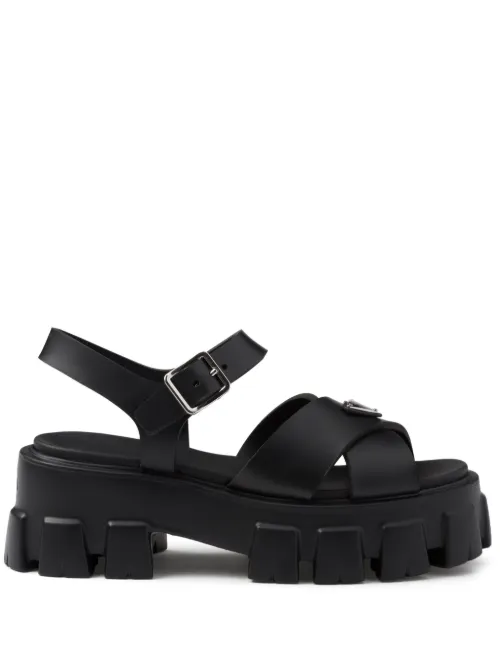 Sandales à logo triangle - Prada - Modalova