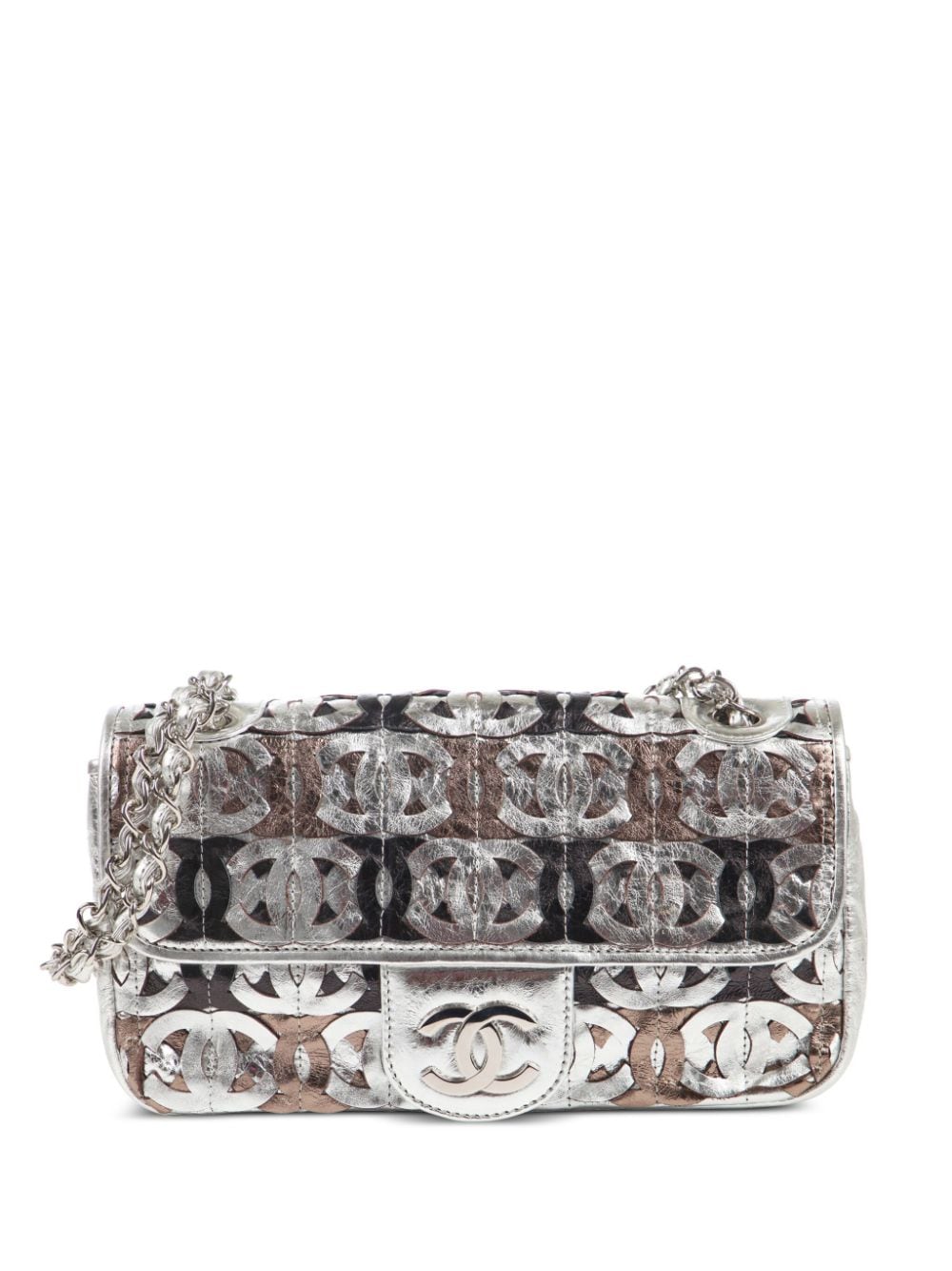Pre-owned Chanel Classic Flap Metallic Shoulder Bag In Silver