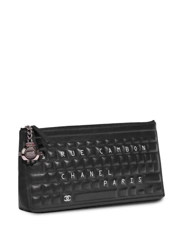 CHANEL Pre-Owned 2017 Iconic Novelty Keyboard Clutch Bag | Black