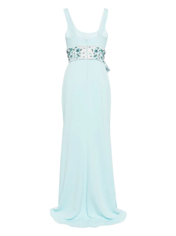 Badgley Mischka sash-detail Sleeveless Gown | Blue | FARFETCH