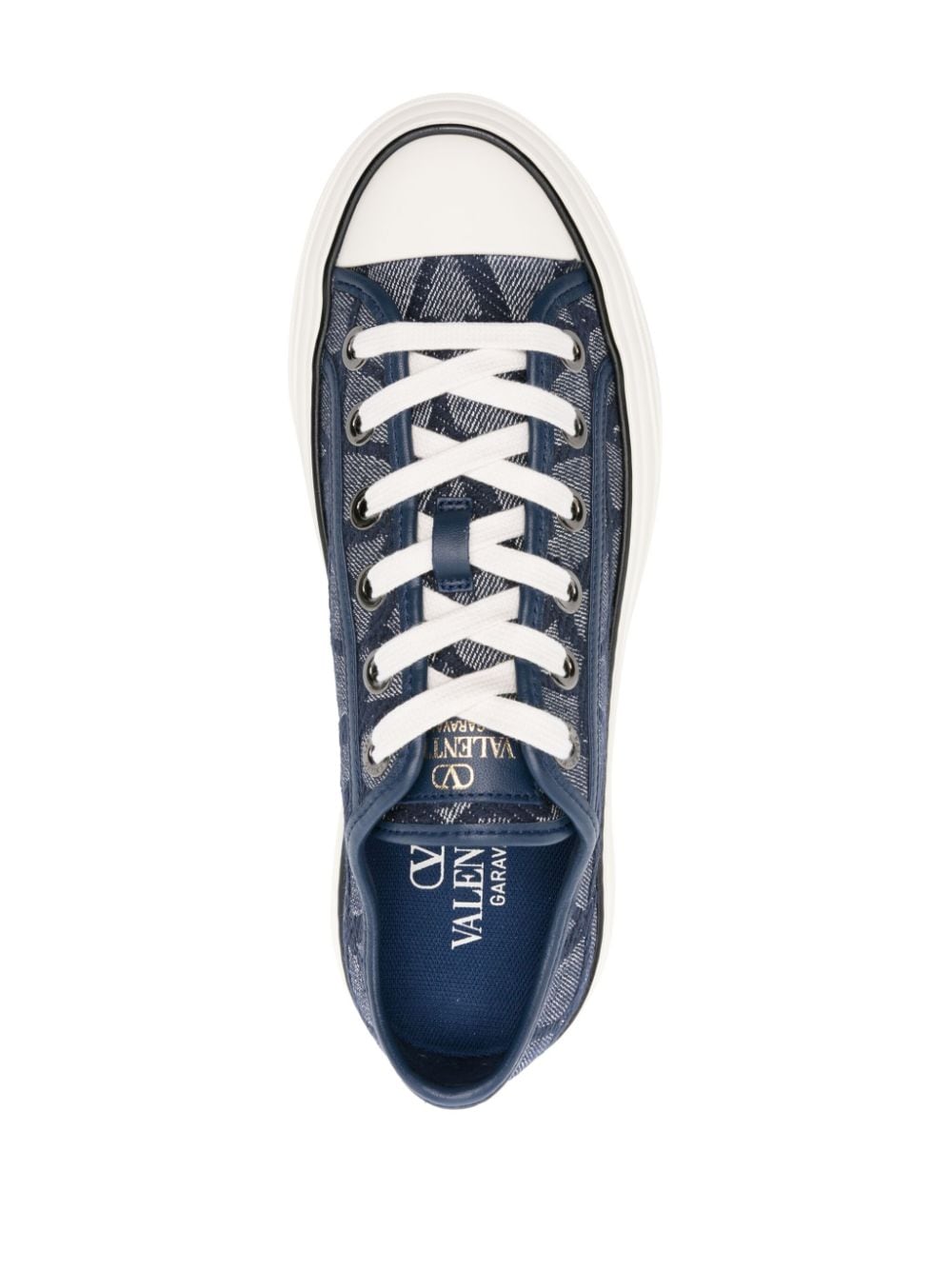 Shop Valentino Toile Iconographe Totaloop Denim Sneakers In Blue