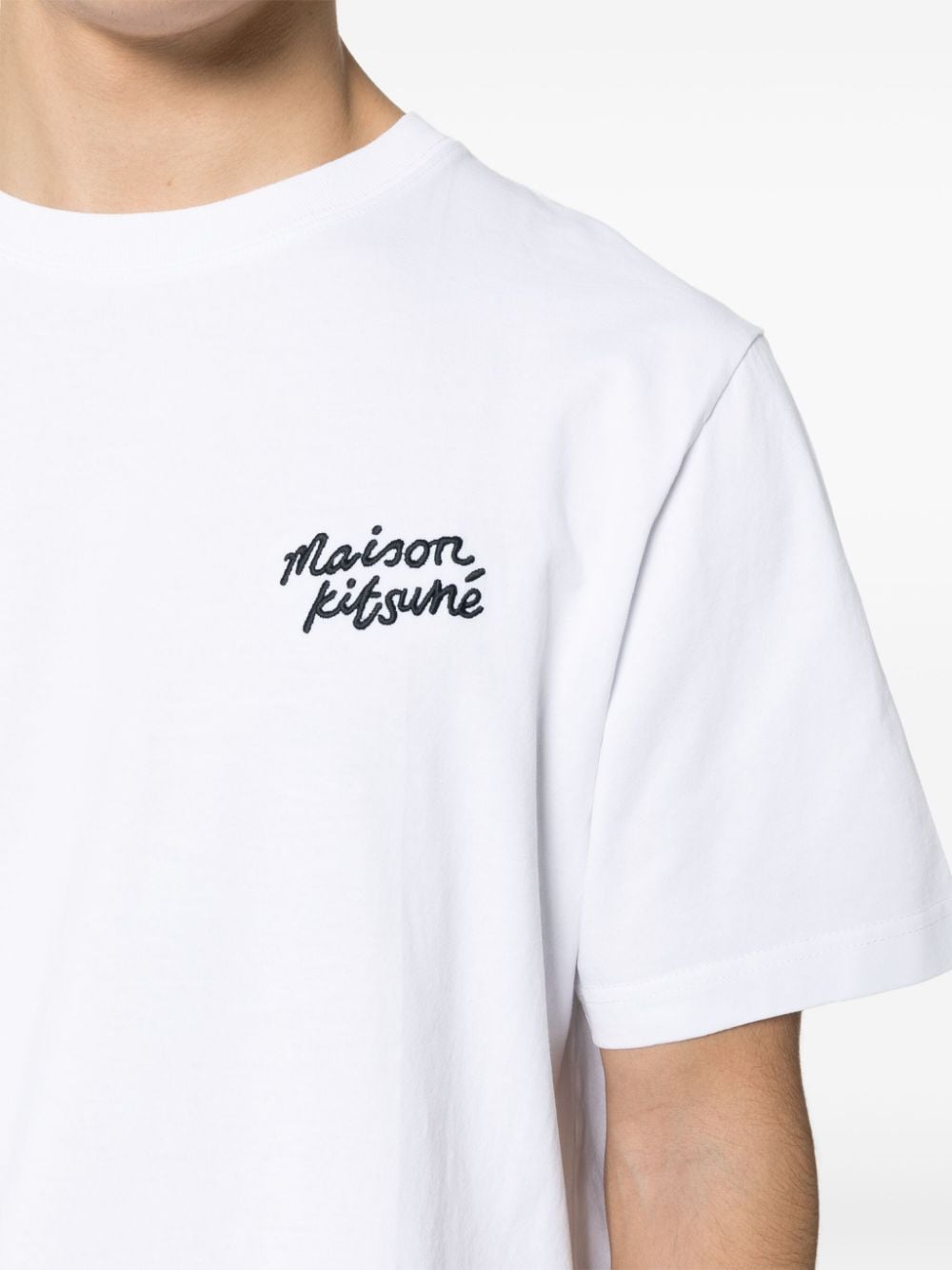 Maison Kitsuné T-shirt met geborduurd logo Wit