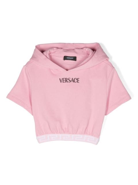 Versace Kids logo-embellished cropped hoodie