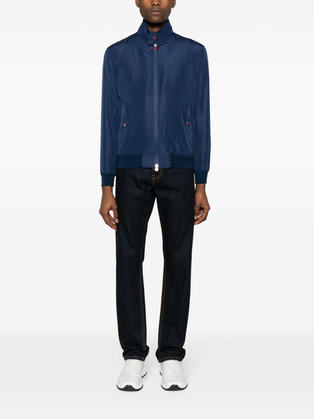 Shop Kiton Zipped Lightweight Jacket In Blue