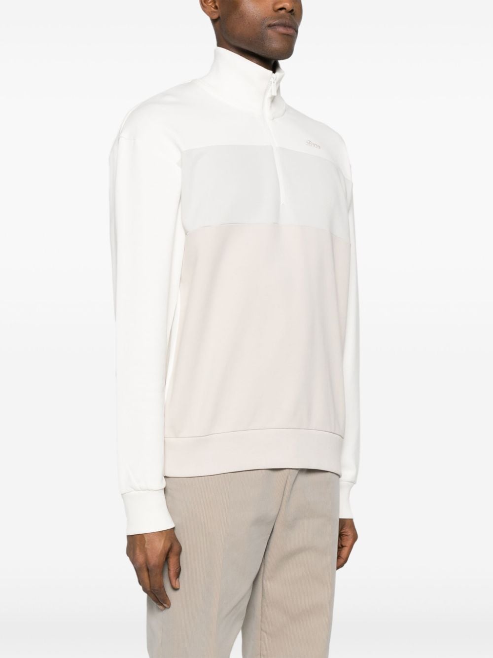 Shop Boggi Milano Colourblock Zip-up Pullover In White