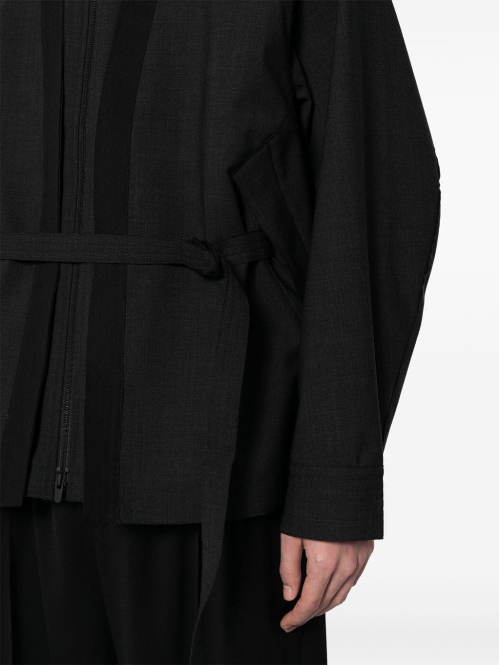 Shop Croquis Belted Hybrid Jacket In Black