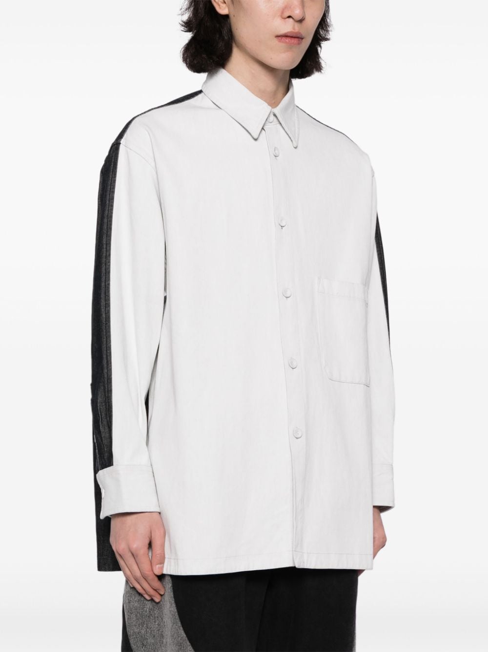 Shop Croquis Two-tone Long-sleeve Shirt In 灰色