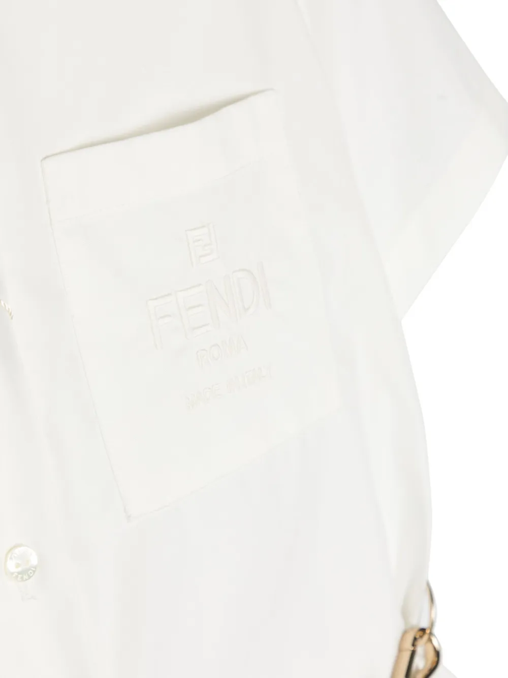 Shop Fendi Pleat-detail Cotton Shirtdress In White